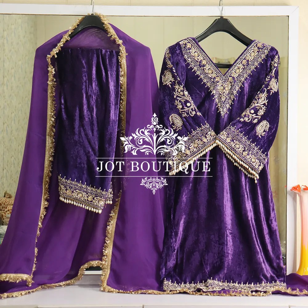 Velvet Suit with Straight Salwaar Pakistani Suit
