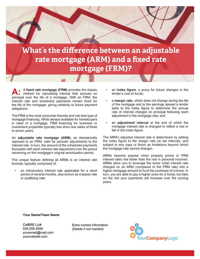 Client Q&A What’s the difference between an adjustable rate mortgage