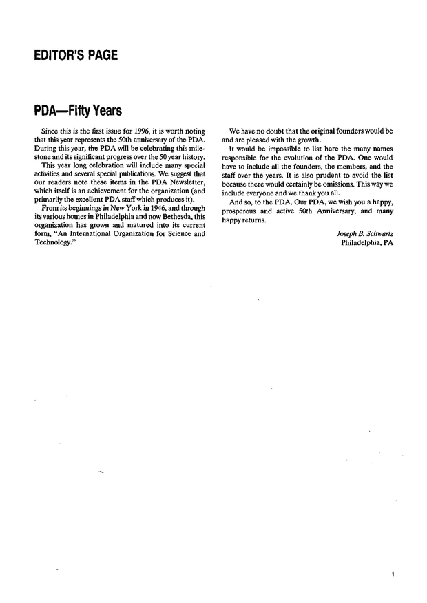 PDA—Fifty Years PDA Journal of Pharmaceutical Science and Technology