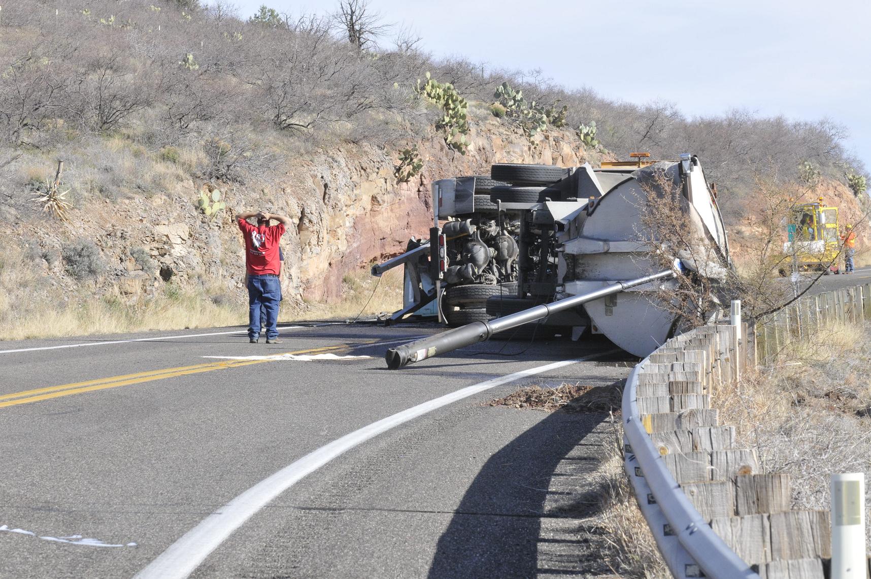 Semi rolls over on SR 260