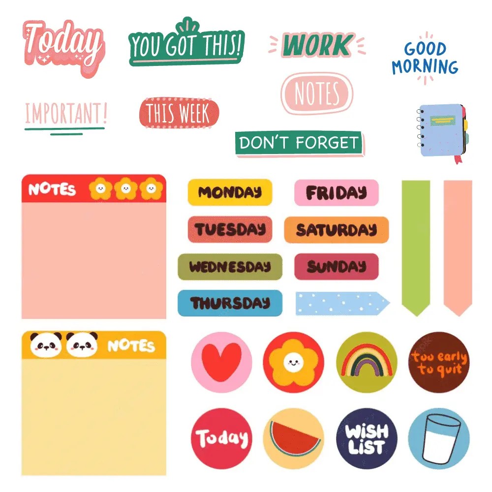 Goodnotes planner stickers for scrapbook Journalchamps