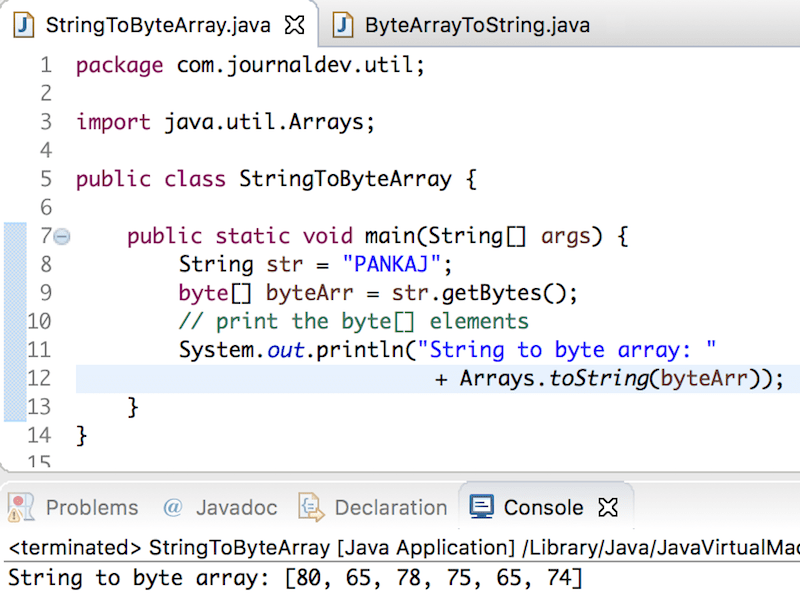 String to byte array, byte array to String in Java DigitalOcean
