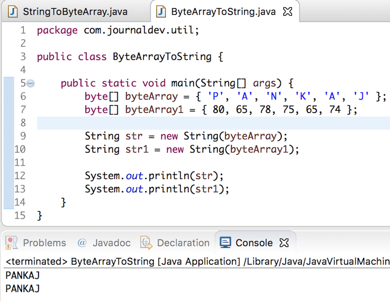 String to byte array, byte array to String in Java DigitalOcean