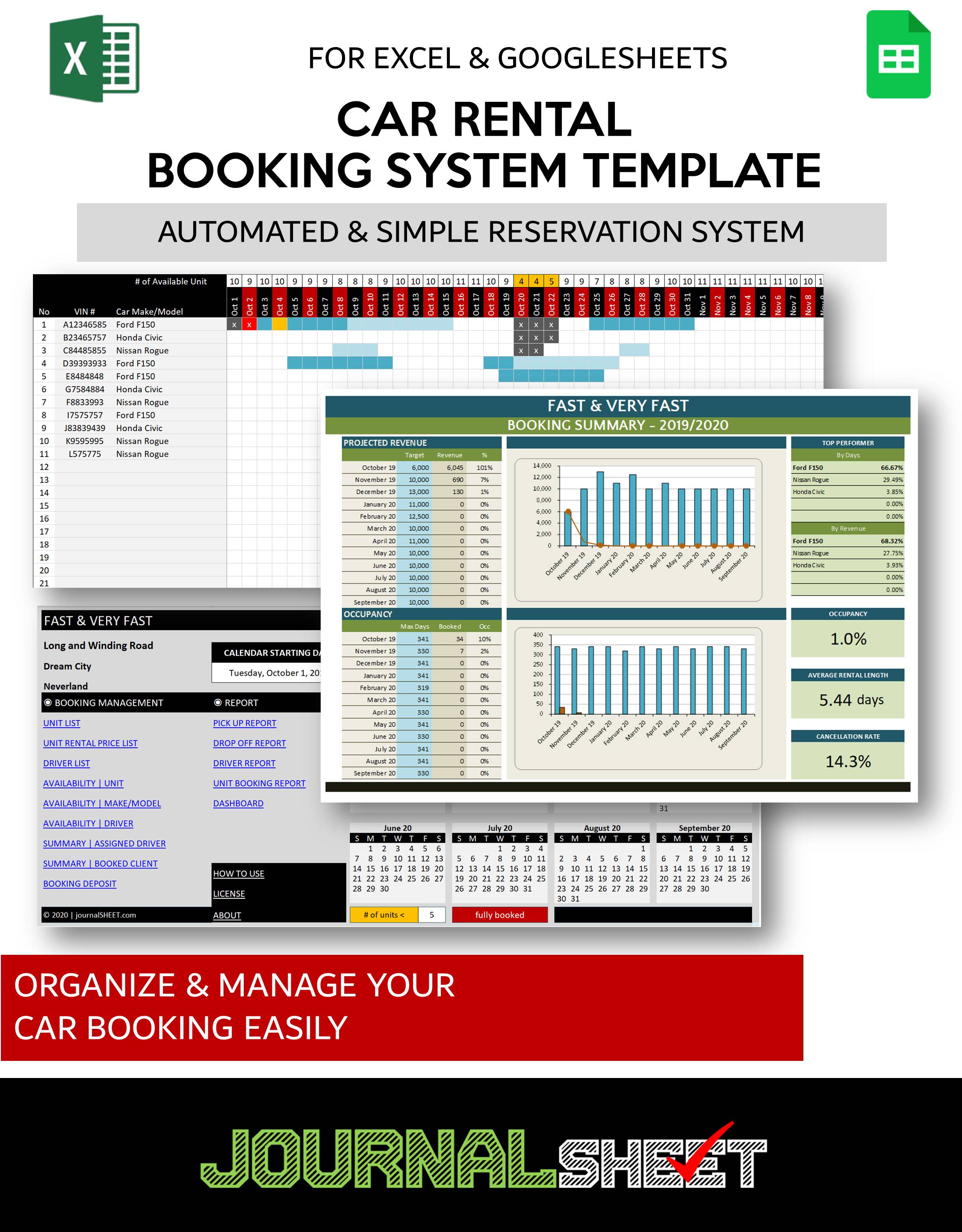 JS720XLGS CAR RENTAL RESERVATION MANAGER journalSHEET
