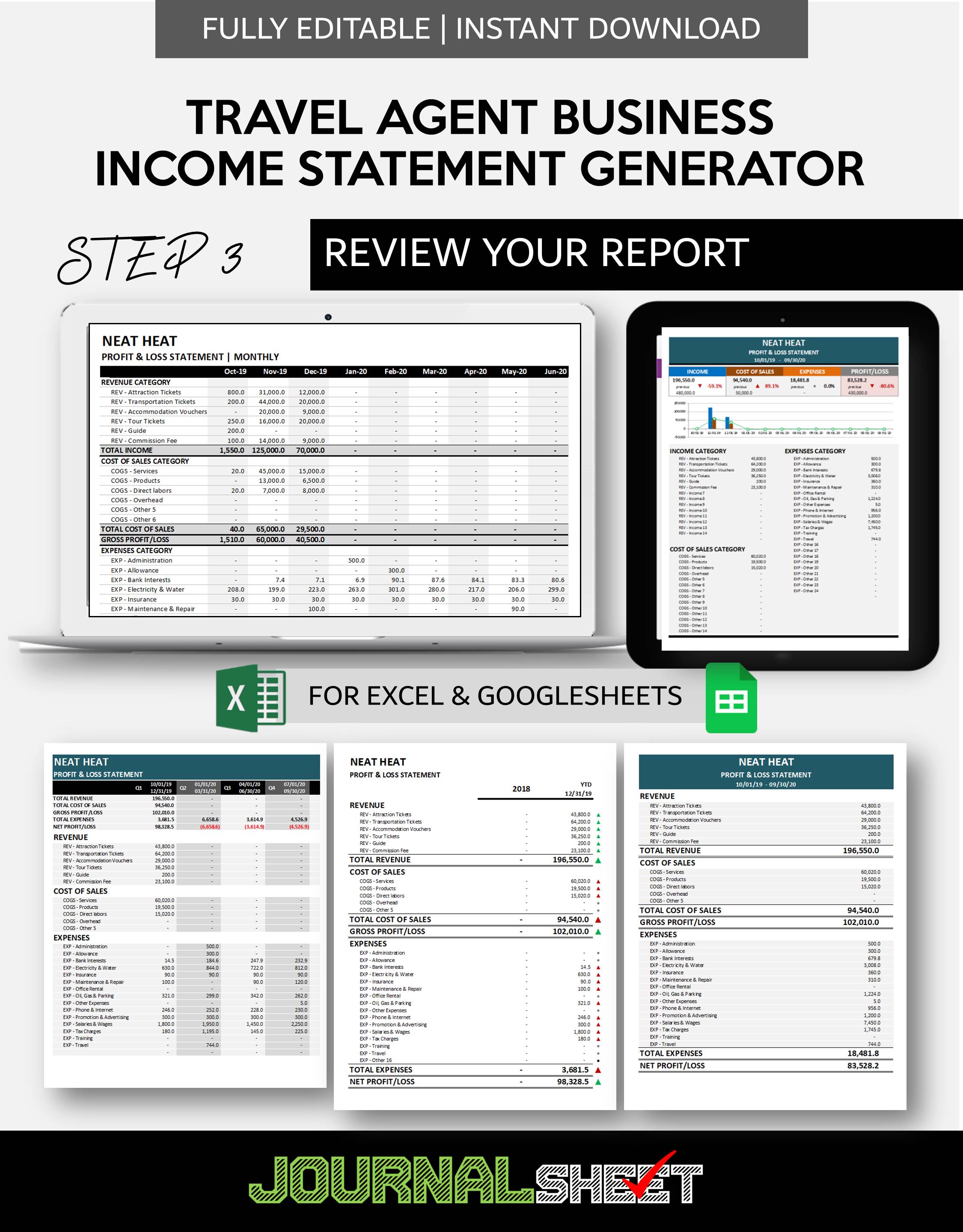 JS487IS TRAVEL AGENT STATEMENT GENERATOR journalSHEET