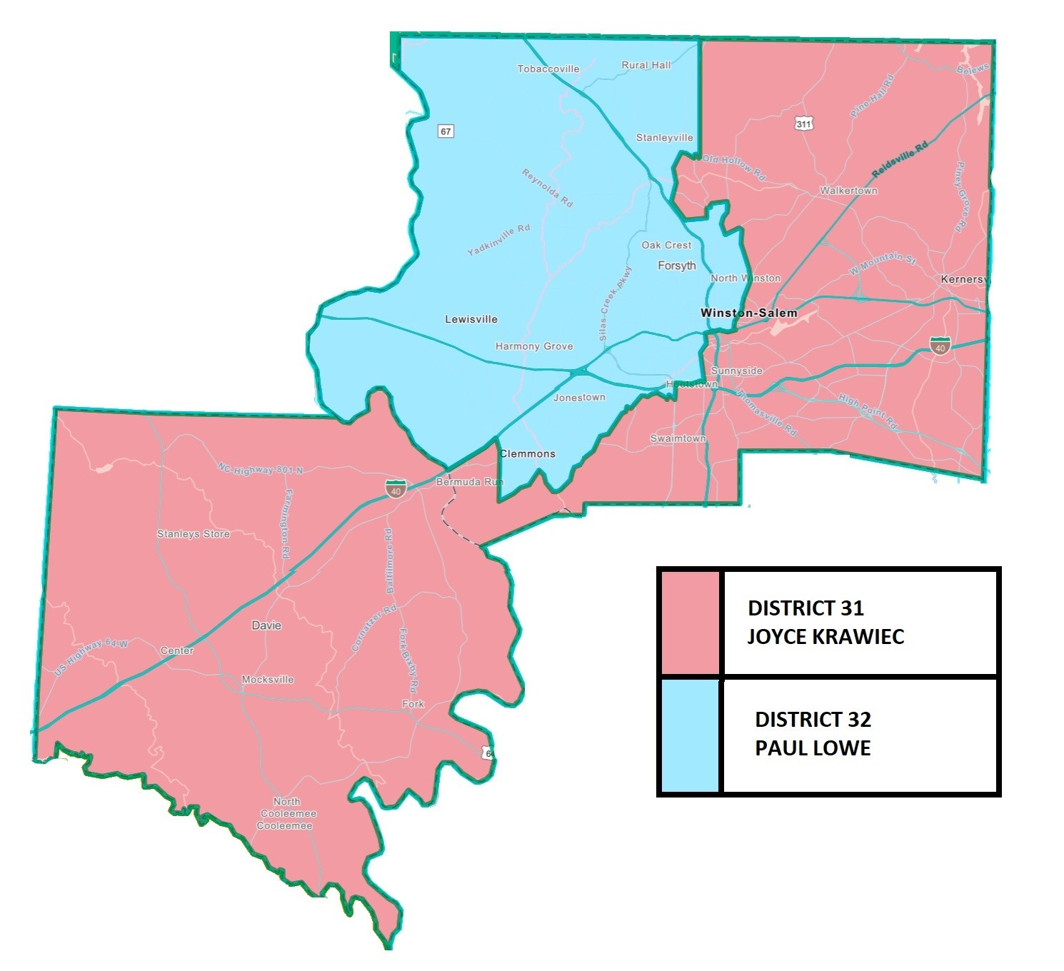 Joyce Krawiec Map of North Carolina Senate District 31 (2020)