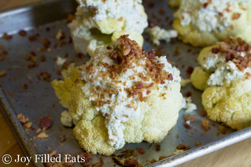 Roasted Cauliflower with Blue Cheese Sauce & Bacon