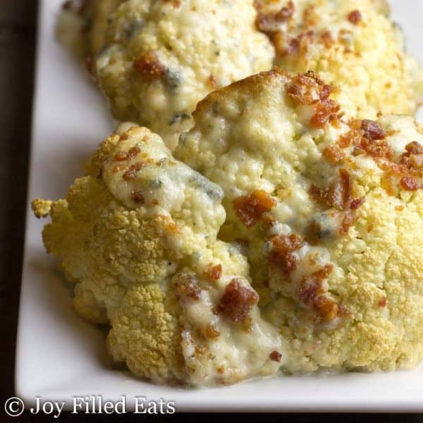 Roasted Cauliflower with Blue Cheese Sauce & Bacon