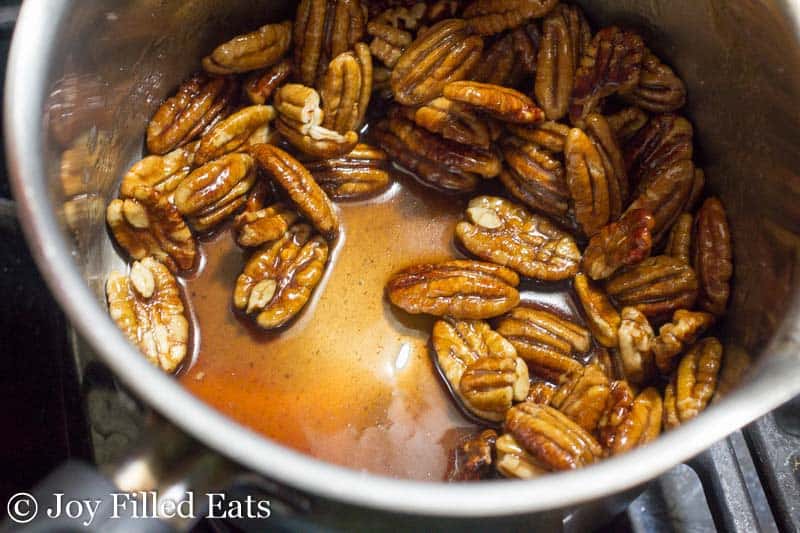 Keto Glazed Pecans 3 Ingredients, Stovetop, SugarFree, EASY