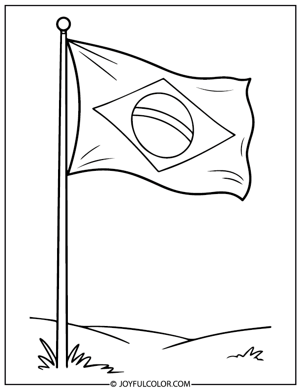 Brazil Flag Coloring Page Free Printable PDF for Kids