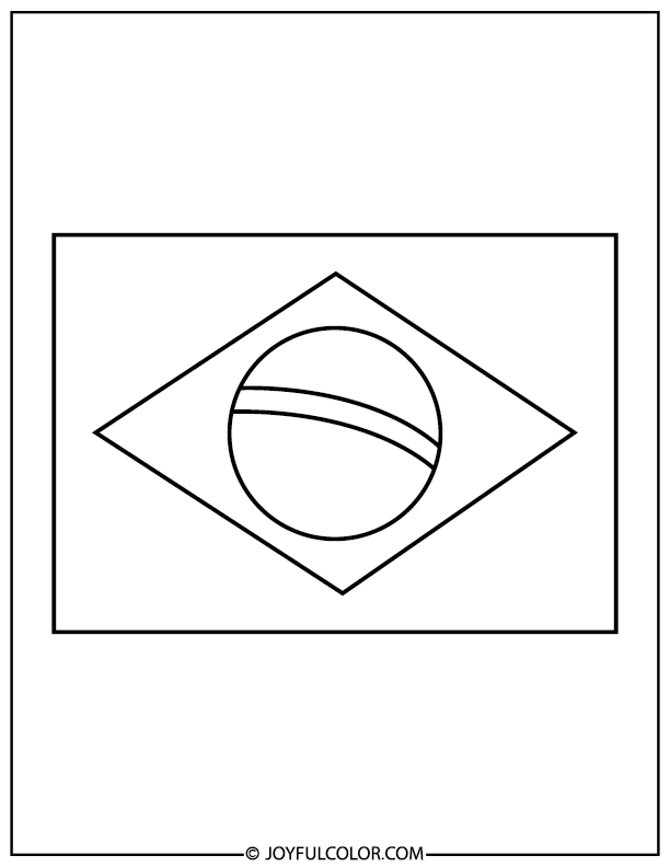 Brazil Flag Coloring Page Free Printable PDF for Kids