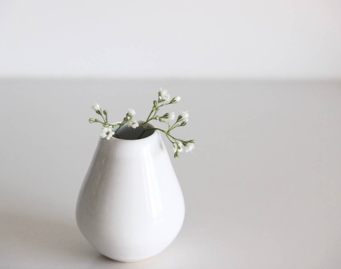 Cream Ceramic Bud Vase Set of 2 Joyful with Purpose