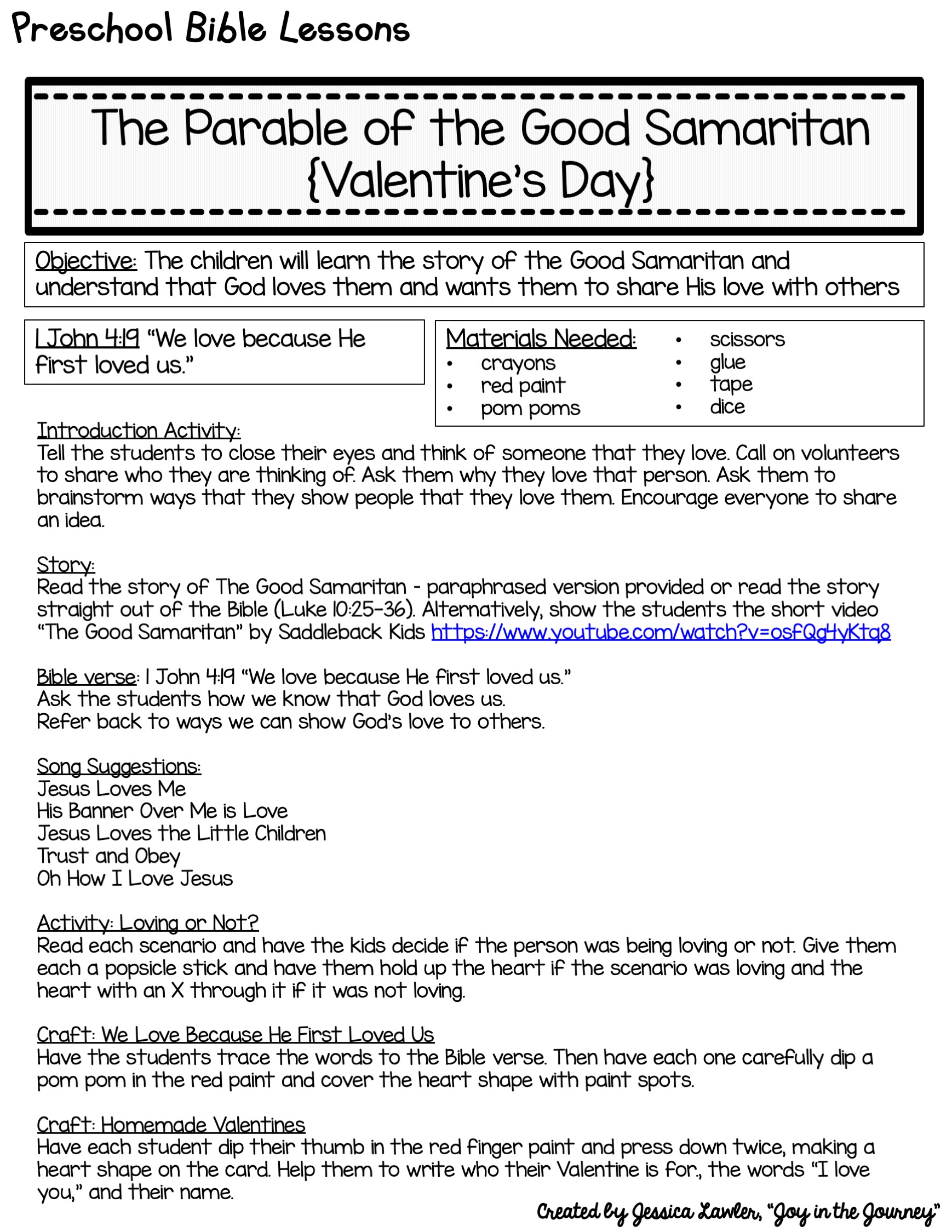 Preschool Bible Lessons Valentine’s Day