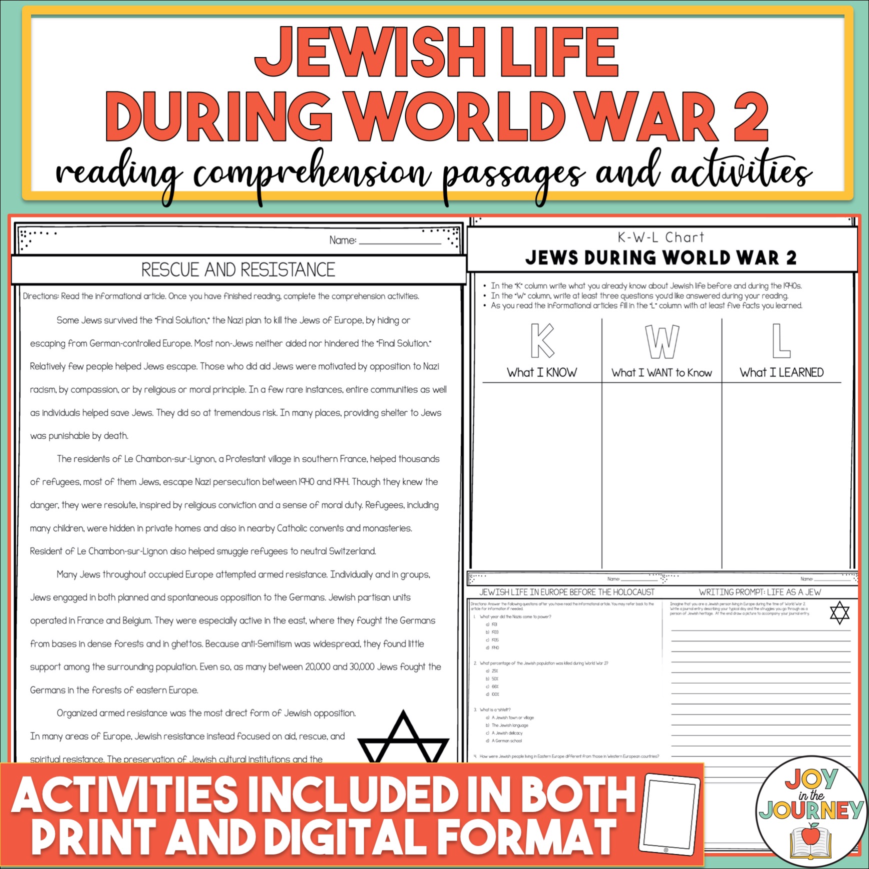 Holocaust World War 2 Reading Comprehension