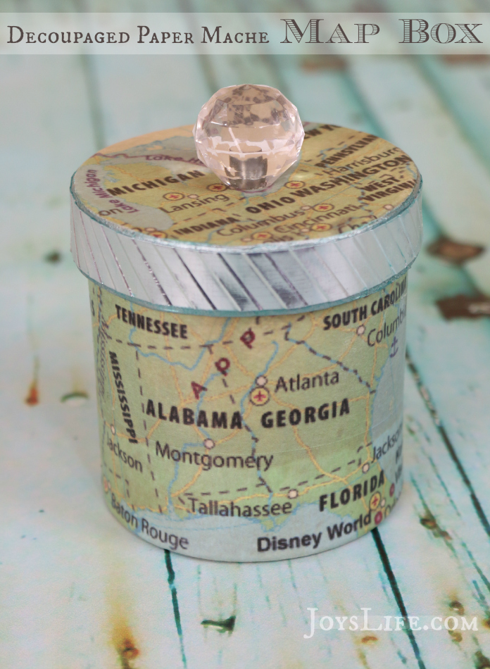 Decoupaged Paper Mache Map Box Joy's Life