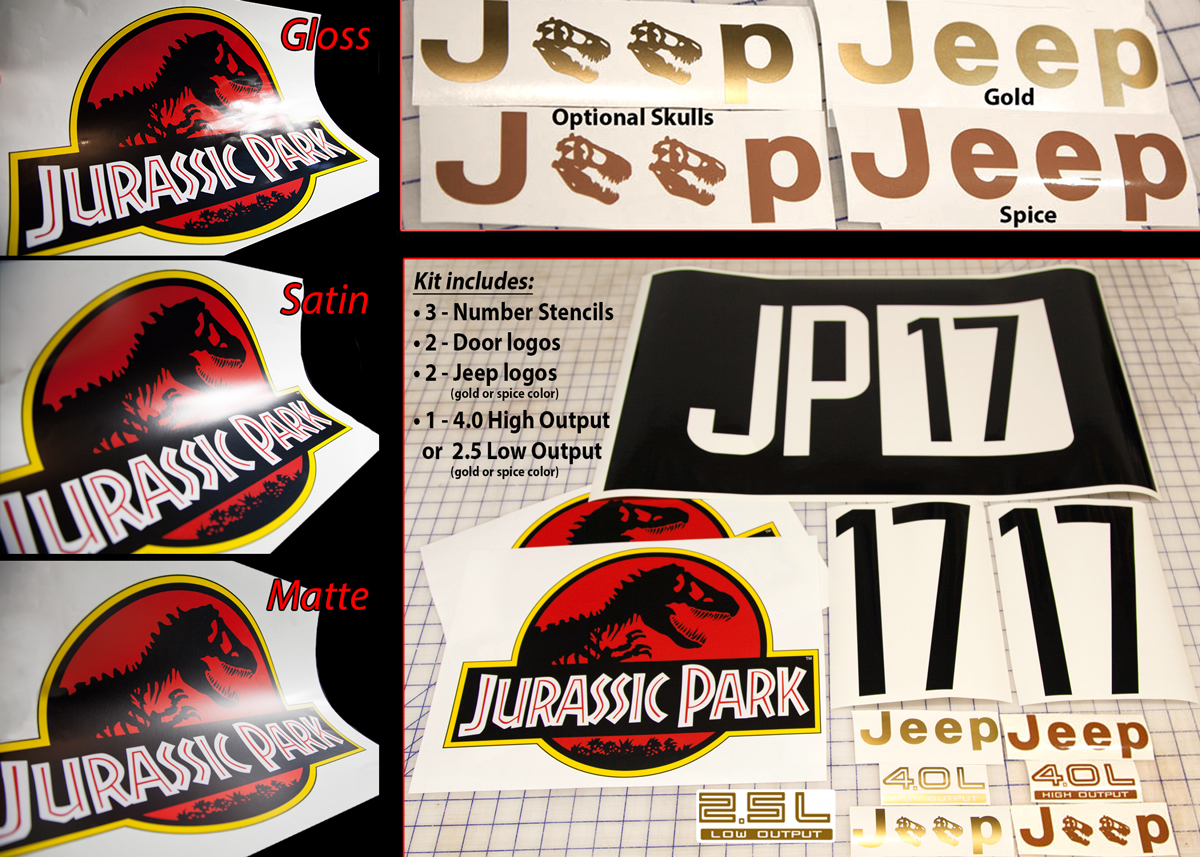 Jurassic Park Jeep Decal/Stencil Kit JP Gear