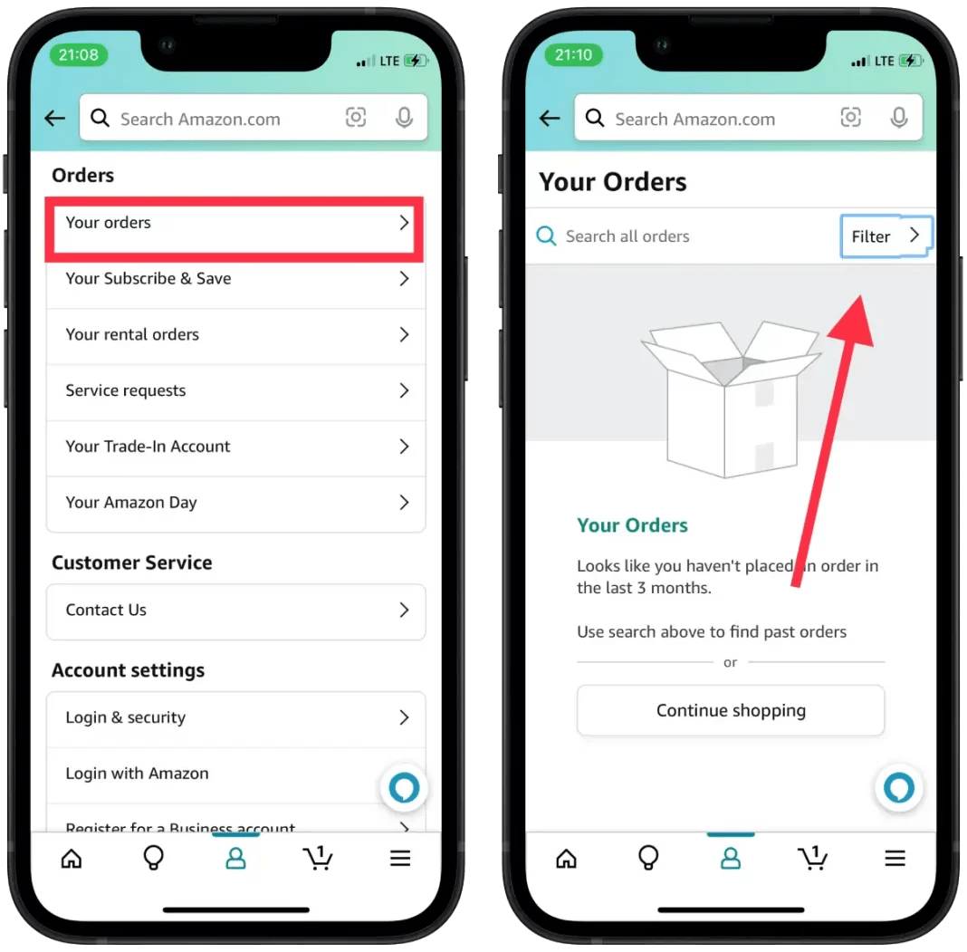 HowtofindarchivedordersonAmazonusingthemobileapp21 TabTV