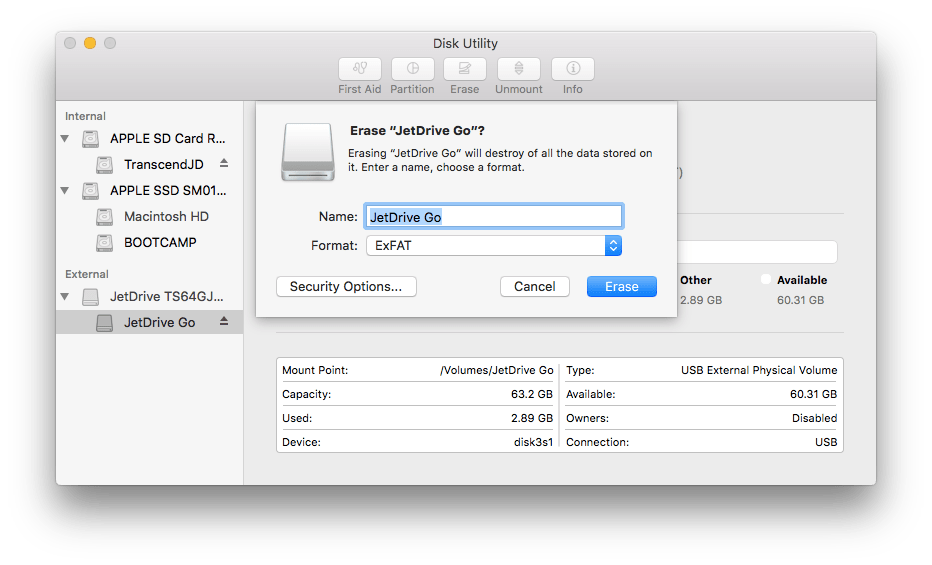 以前 JetDrive Goアプリを開いたことがあるのに、 JetDrive Goをフォーマットした後に開こうとする