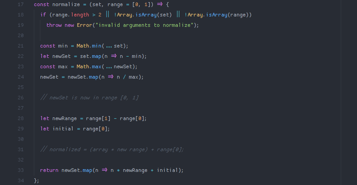 how to normalize an array to a specific range in javascript — 2019 10 24