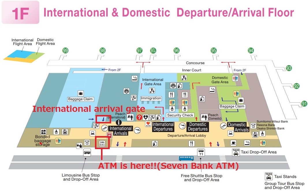 Kansai Airport Station Map Kansai International Airport（KIX）：Nearest ATM location after arrival