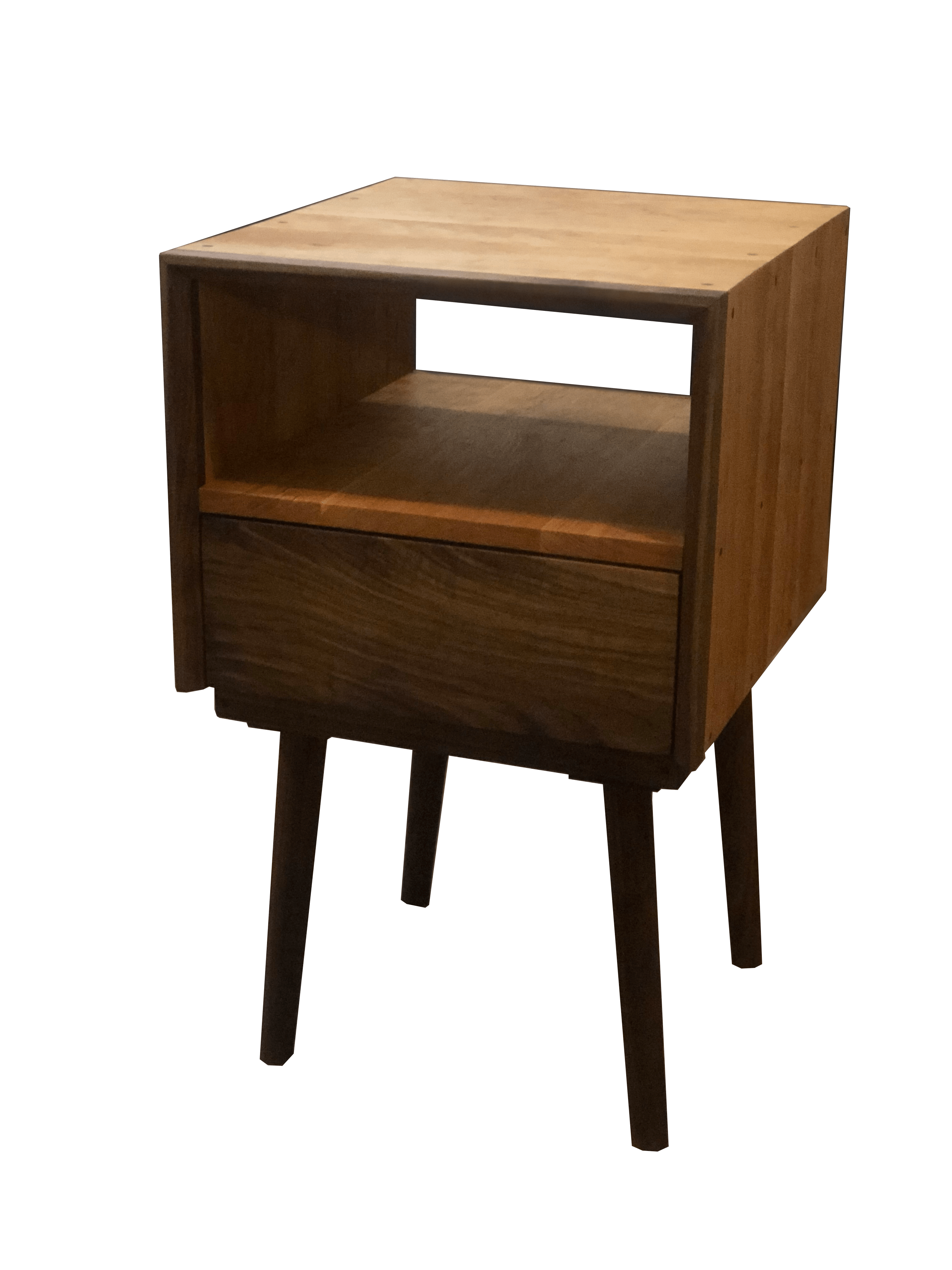 Solid Cherry Nightstand with Walnut Accents J.R. Design Co.