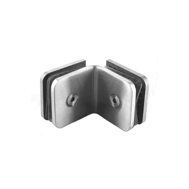 222 SS 304 Brushed 90 Degree Glass to Glass Clip J.R.E. Hardware Inc.