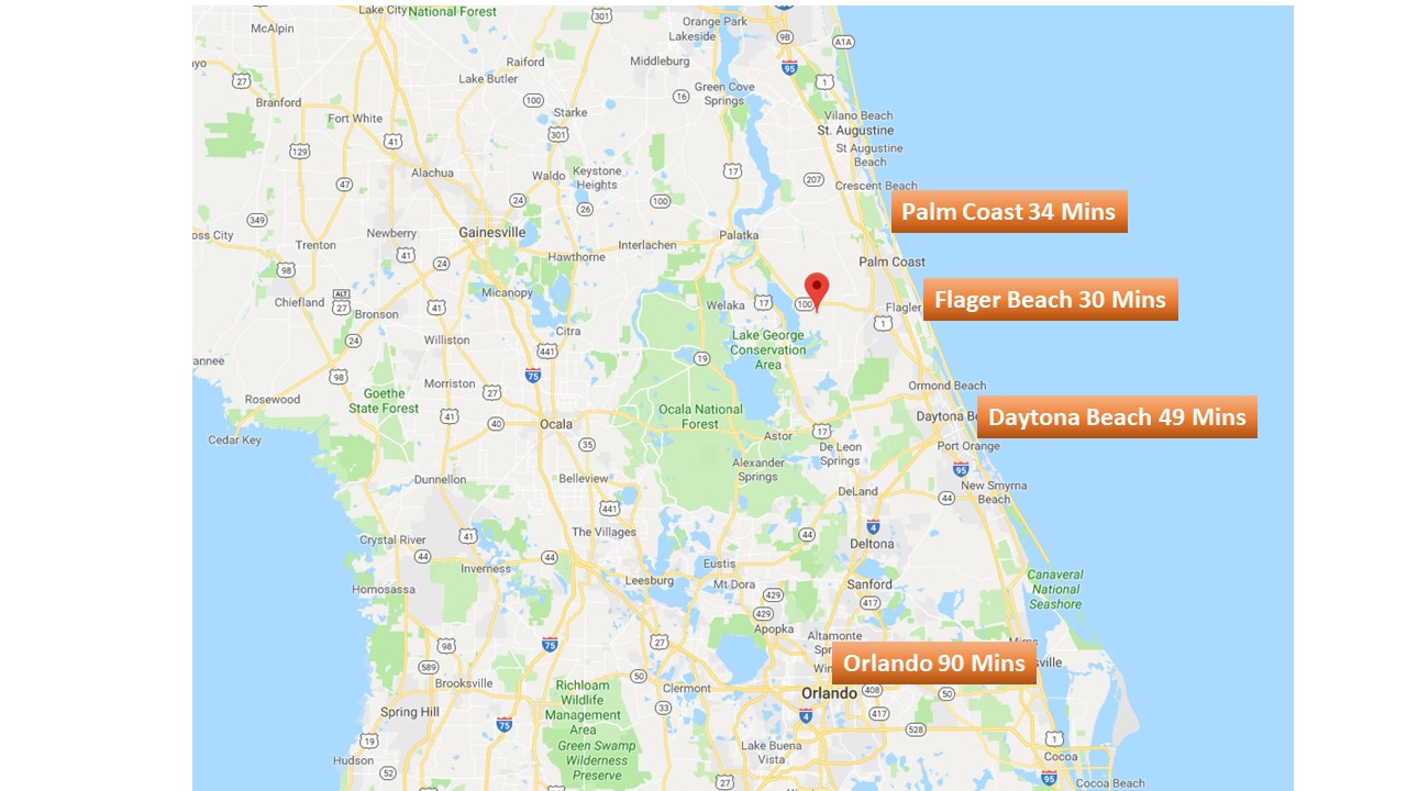 Bunnell, FL 1+ Acre, Private Lot, 30 Minutes to the Beach, 10 Minutes