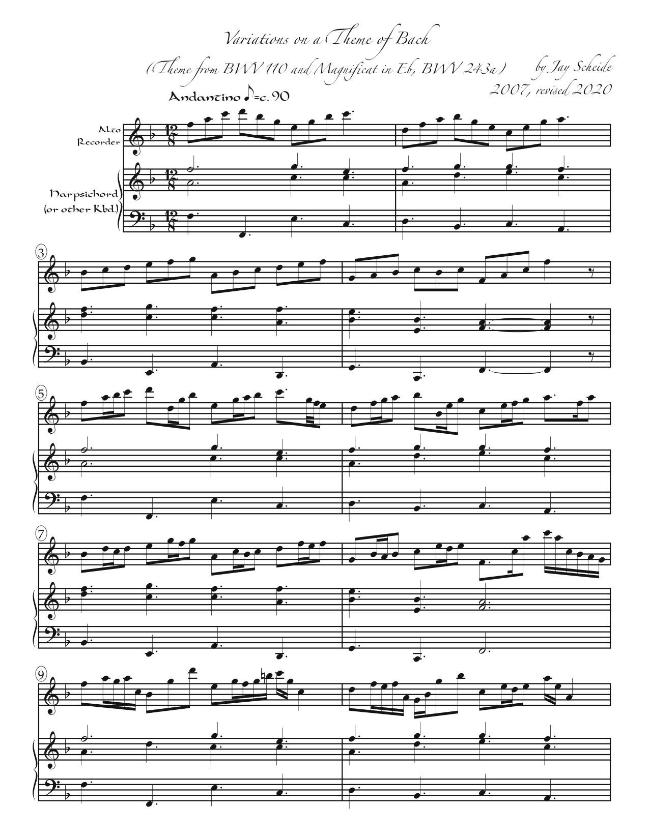 Variations on a Theme from Bach’s Cantata 110 Jay Scheide Music