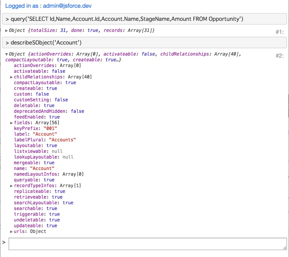 How to Use JSforce  Console JSforce