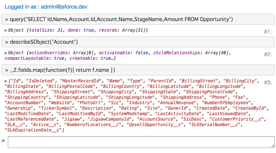 How to Use JSforce  Console JSforce