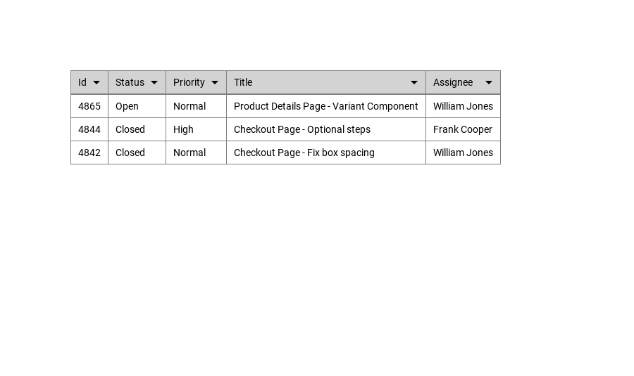 Table Lit Element JSitor
