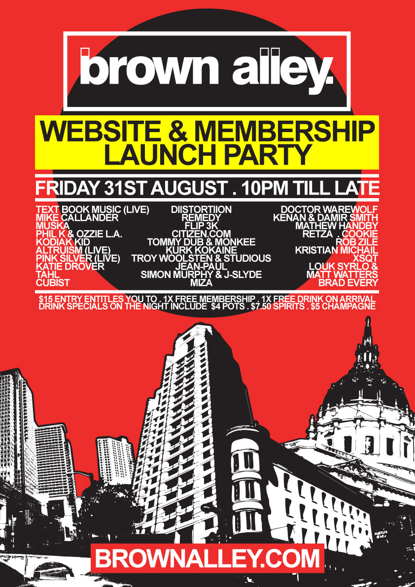 Brown Alley site Launch & Membership Party Aug 31st