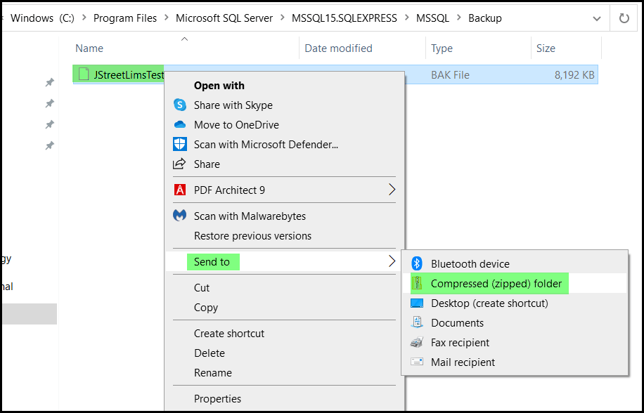 Creating A Backup Of Your LIMS SQL Database J Street LIMS