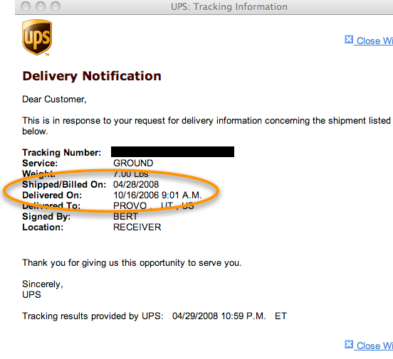 James Tauber UPS Invents Time Travel