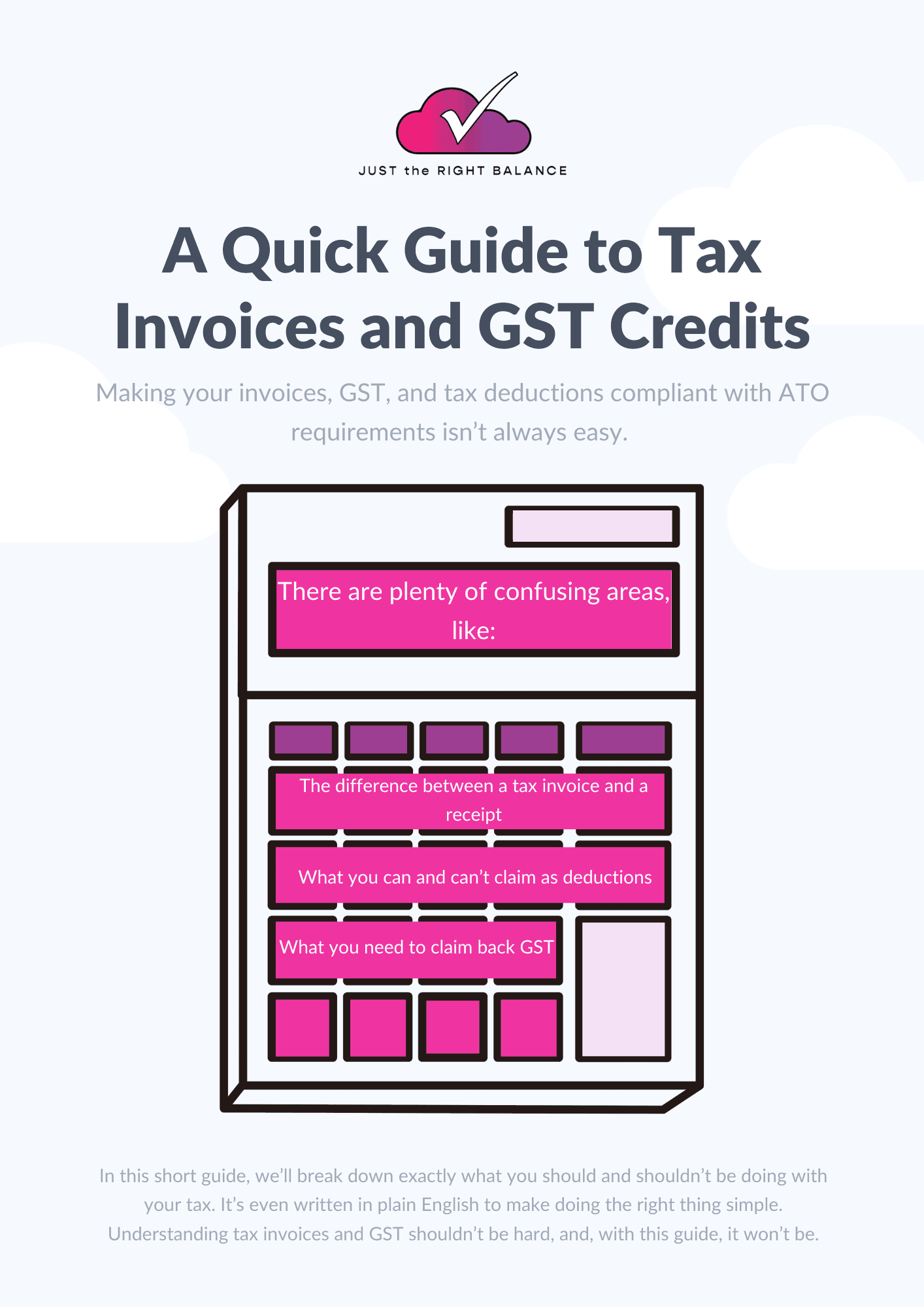 eBook A Quick Guide to Tax Invoices and GST Credits Just the Right Balance