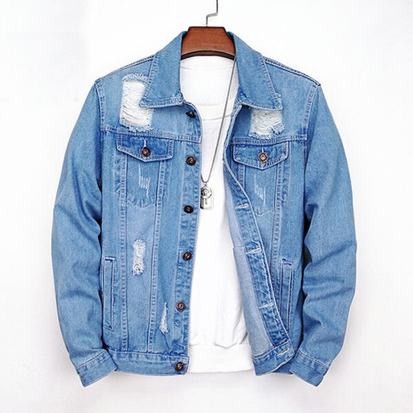 Custom Ripped Denim Jacket For Men Stylish Plain Distressed Jean Jacket
