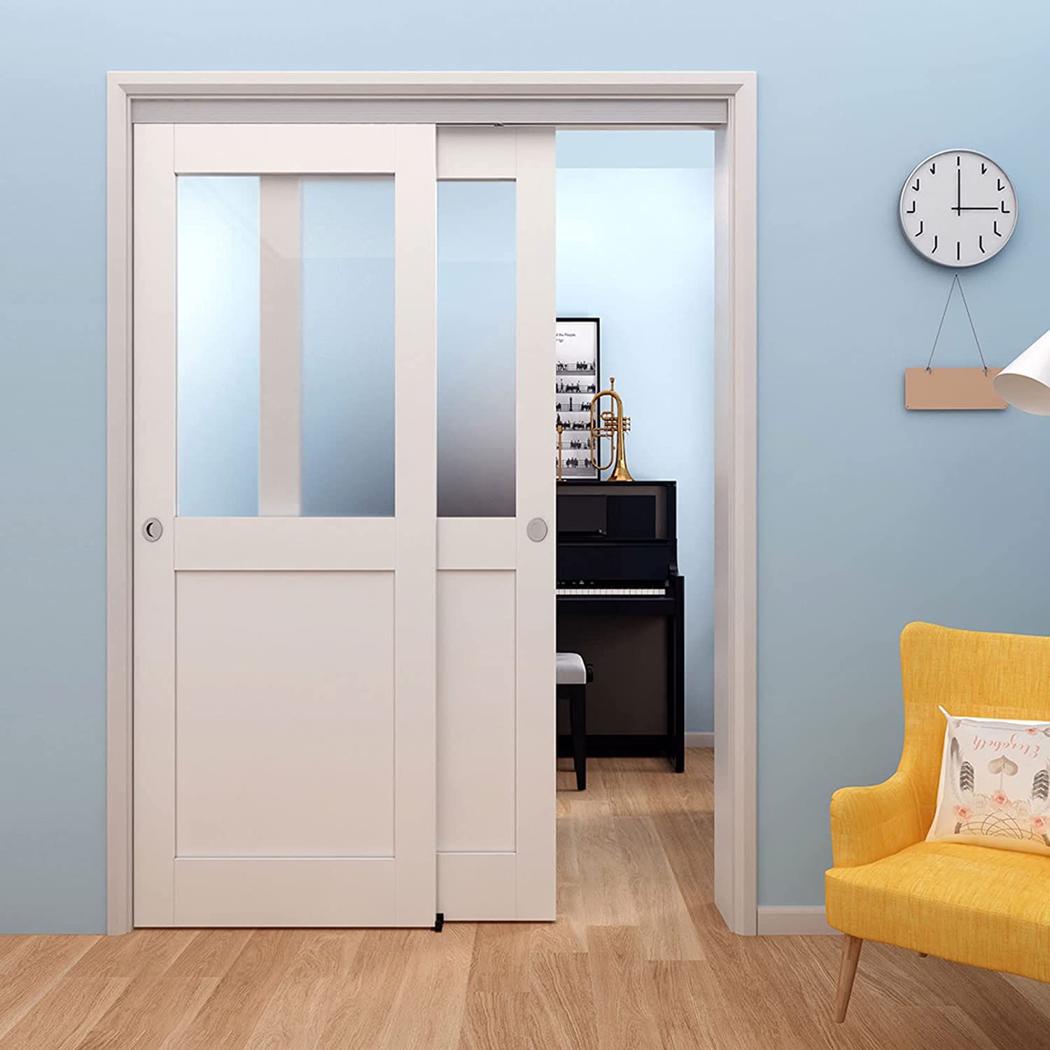 Heavy Duty Bypass Door Hardware kit,Quiet and Smooth Bypass Closet Door