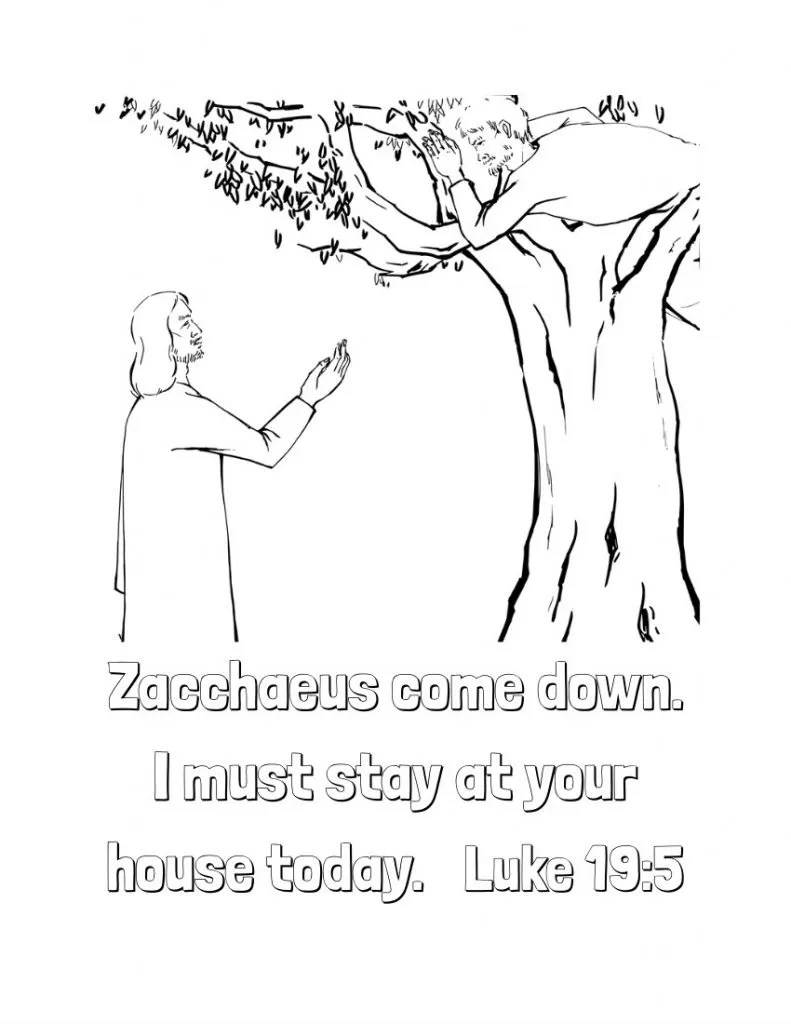 Coloring Page Of Zacchaeus In A Tree Zacchaeus Crafting The Word Of