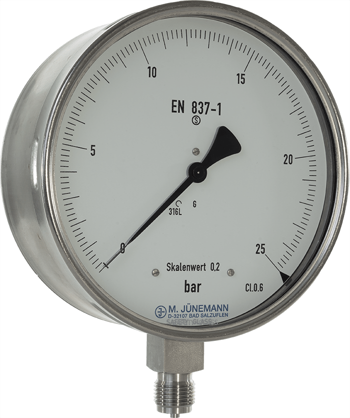Jünemann Instruments Bourdon tube pressure gauge safety