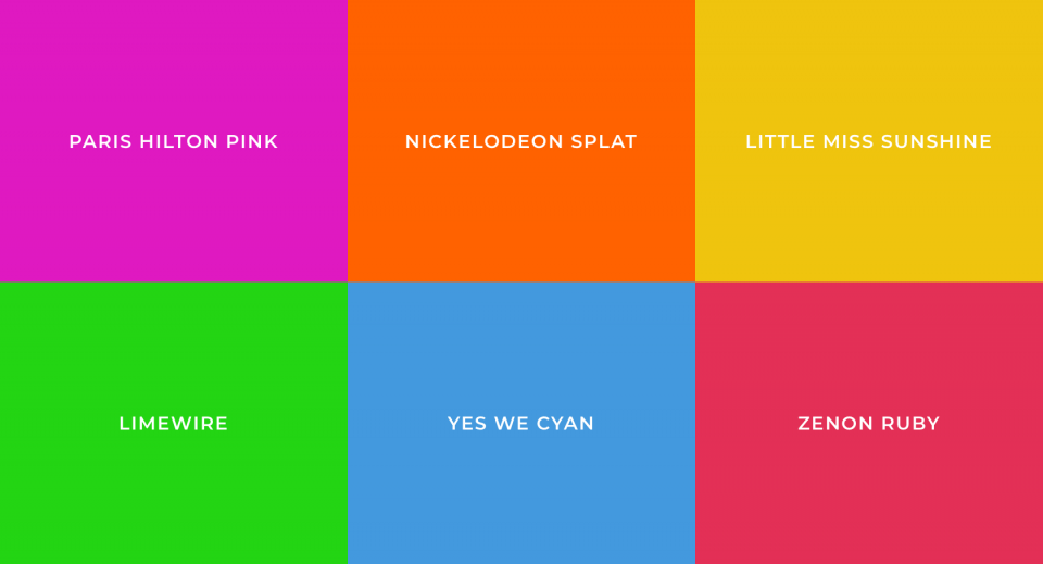 Most popular colors through the decades 1920s 2020s