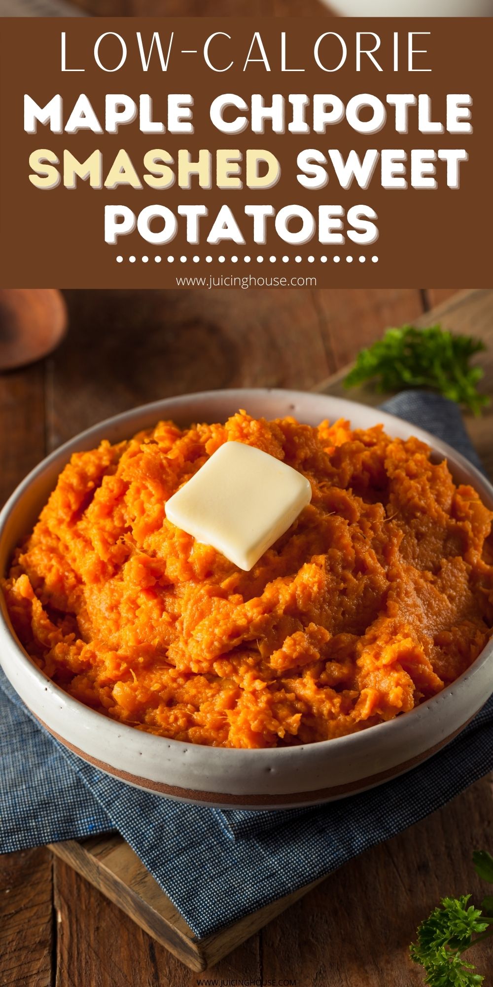 LowCalorie Maple Chipotle Smashed Sweet Potatoes