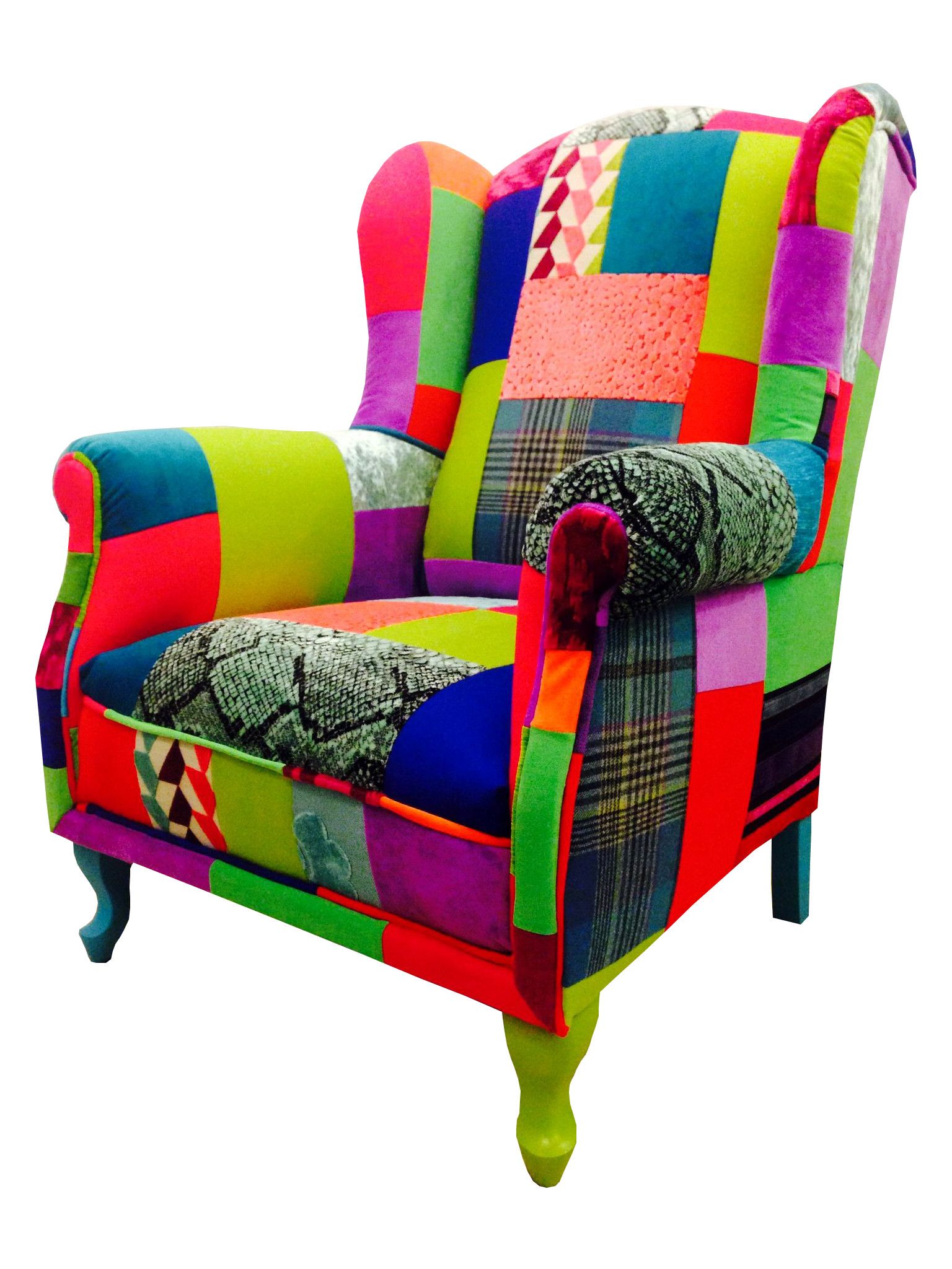 Fotel Uszak Patchwork Stylowe meble tapicerowane Patchwork