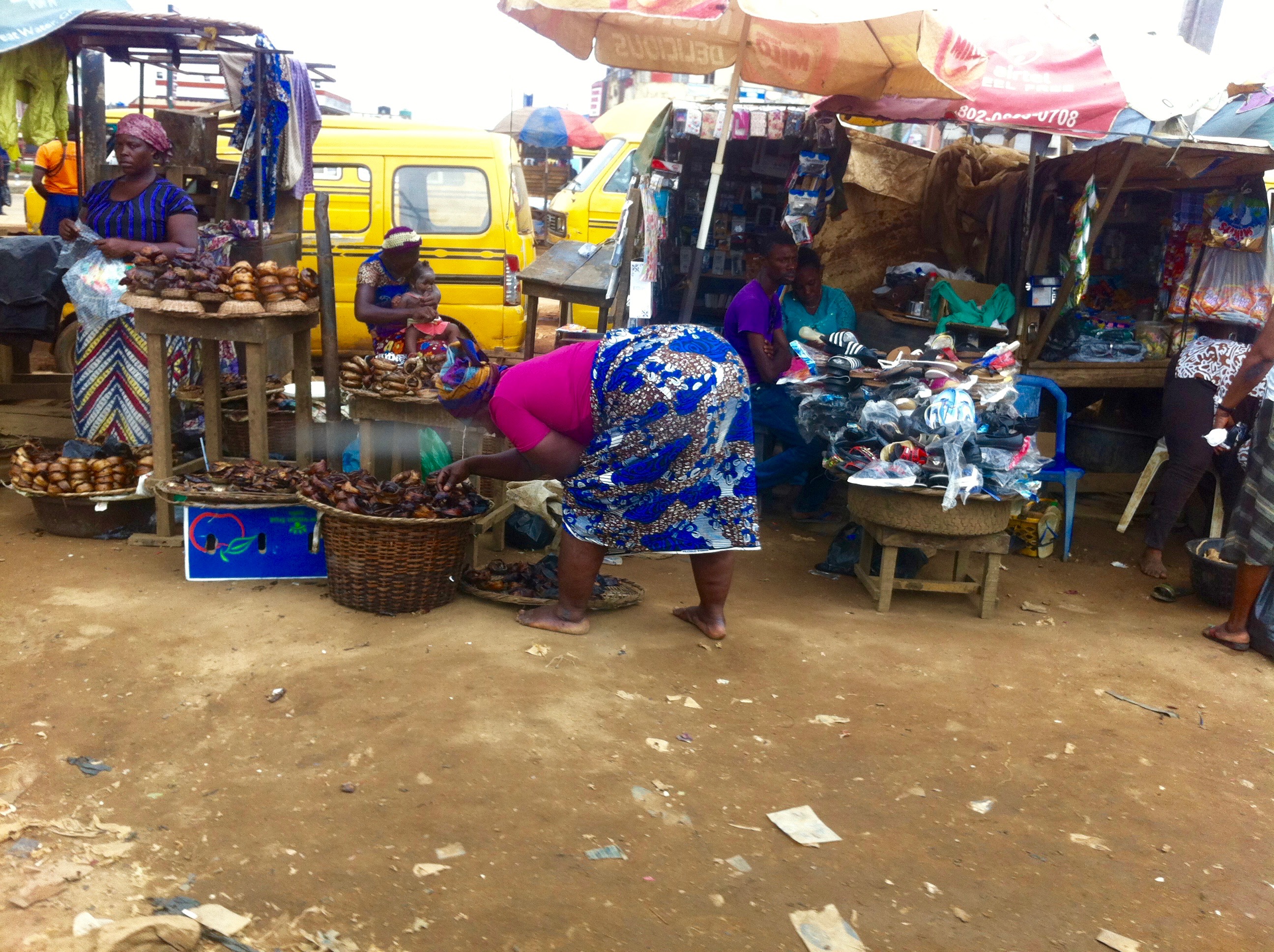 Street market scene in Lagos, Nigeria. (smoked fish) Juju Films