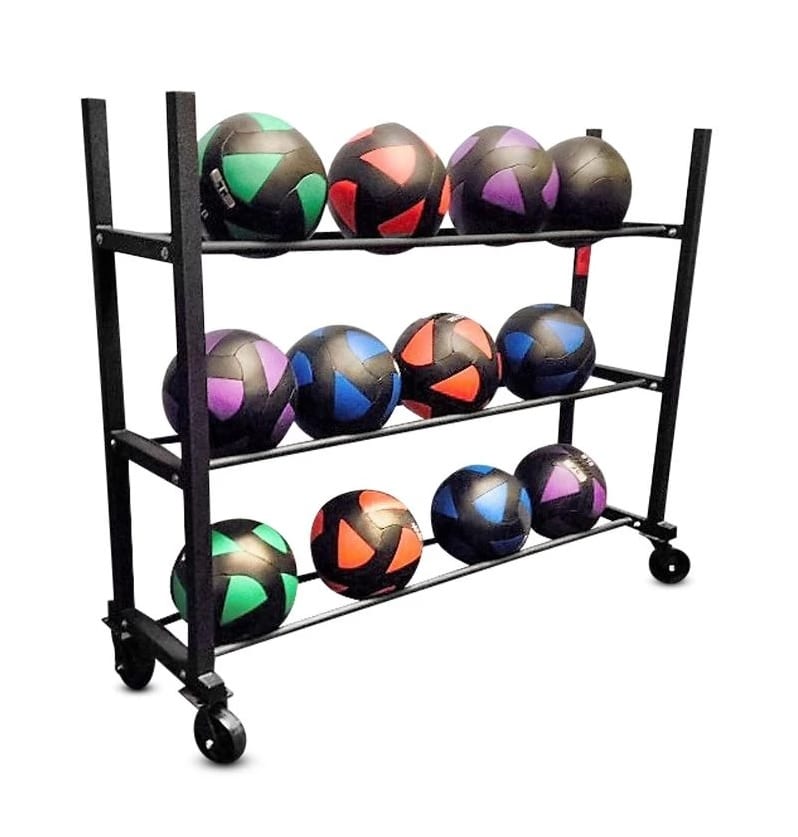 Heavy Duty Horizontal Medicine Ball Rack with Wheels Juke Gyms
