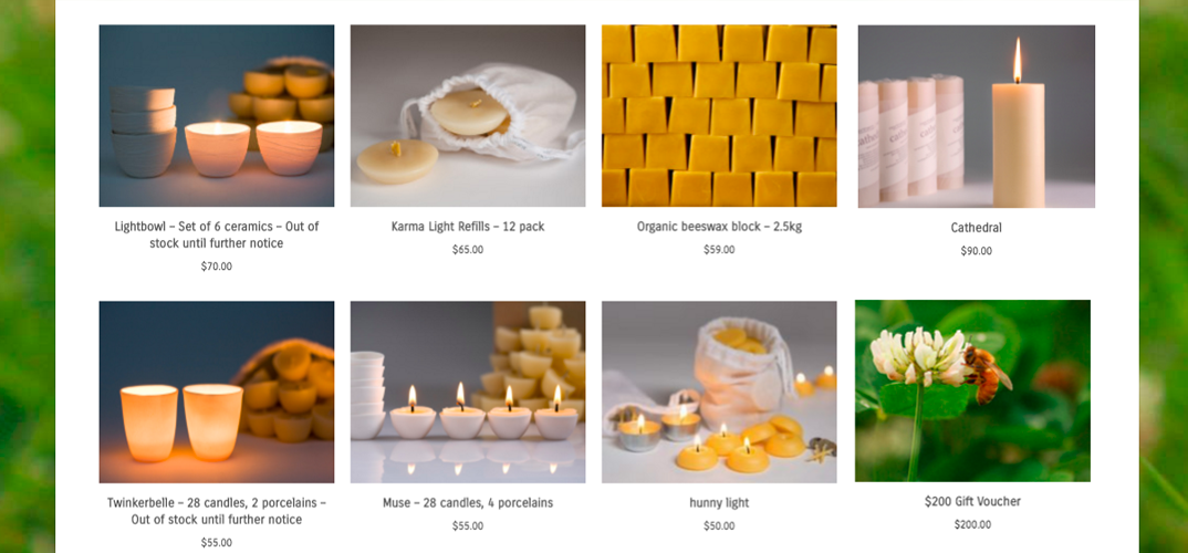 Northern Light Beeswax Candle Co website by Jules Ober