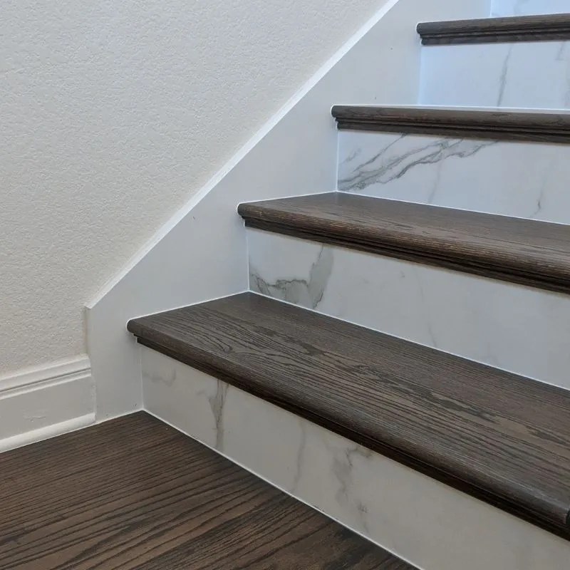 Solid Wood Stair Treads With Tile Risers Julian Flooring