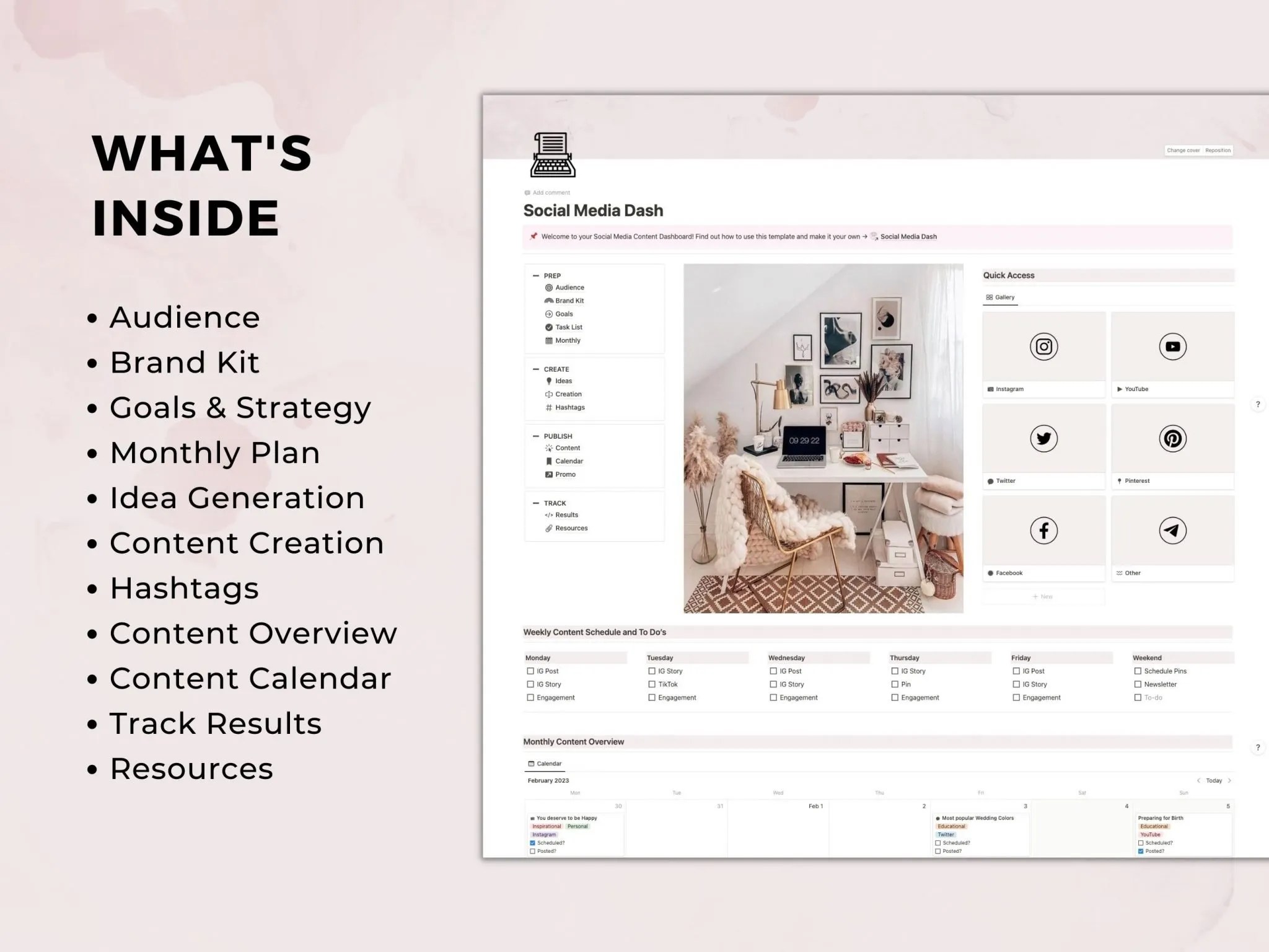 Notion Social Media Planner Julia On Purpose