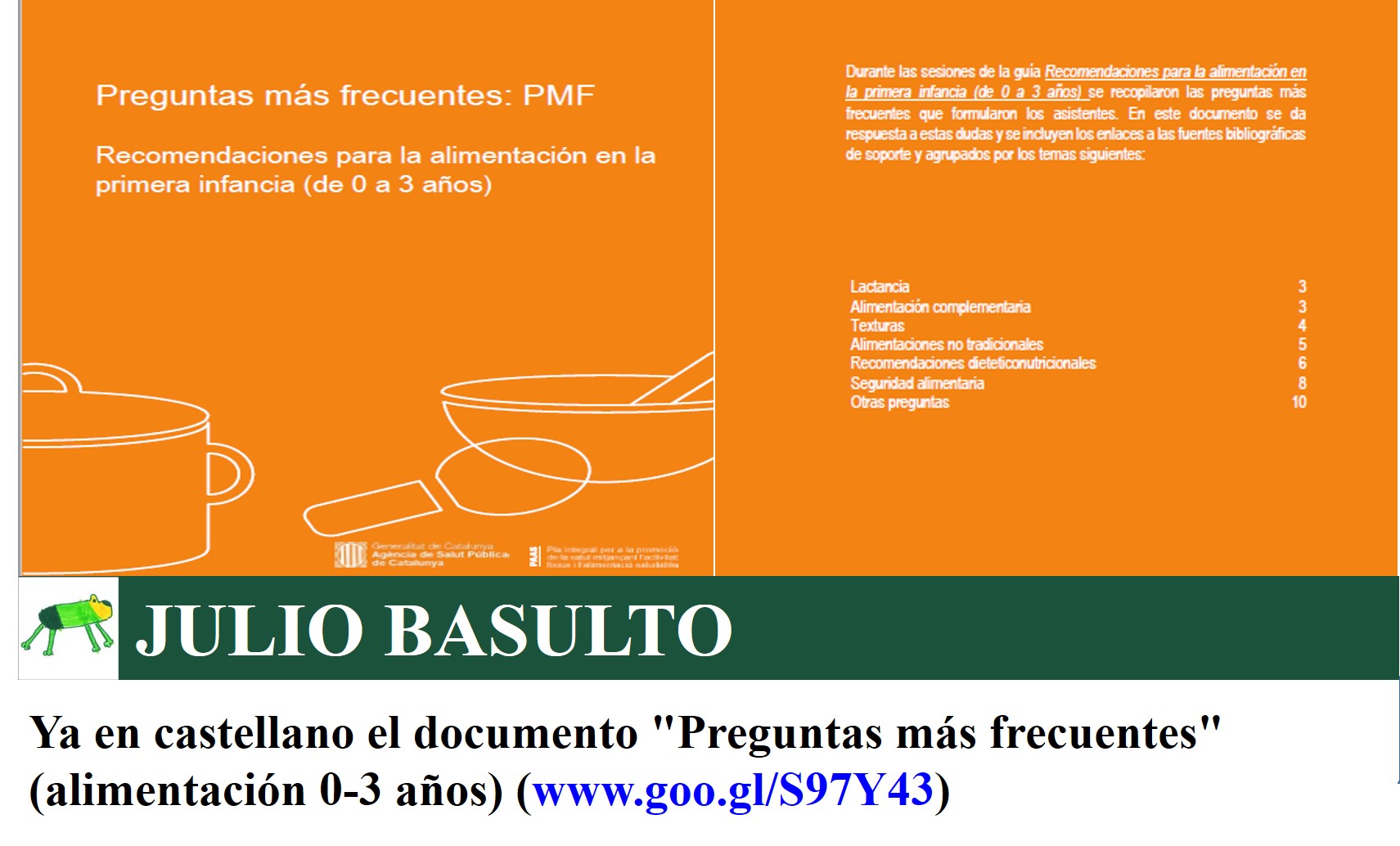 Ya en castellano el documento "Preguntas más frecuentes" (alimentación