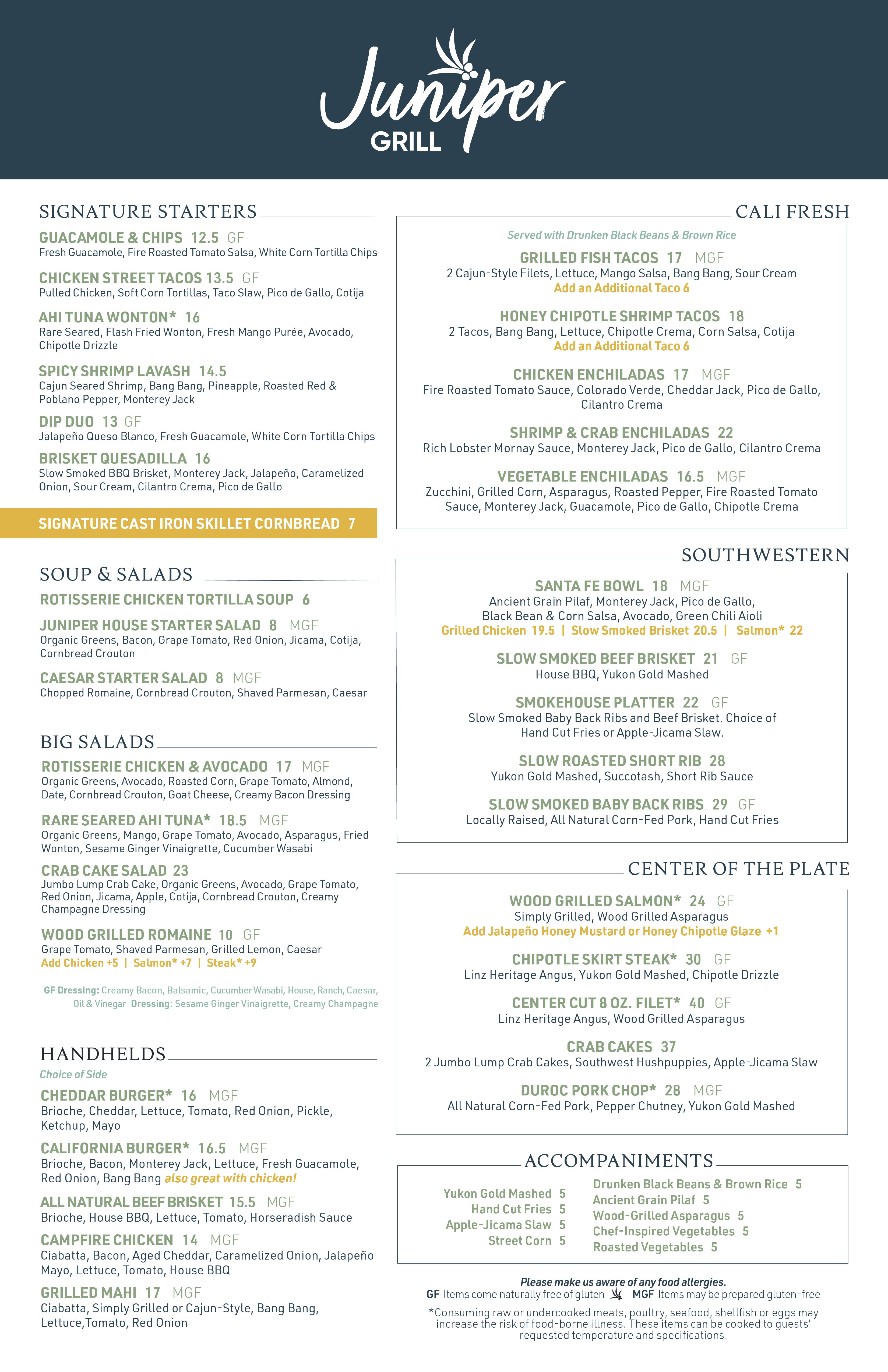 All Day Menu Ballantyne Juniper Grill