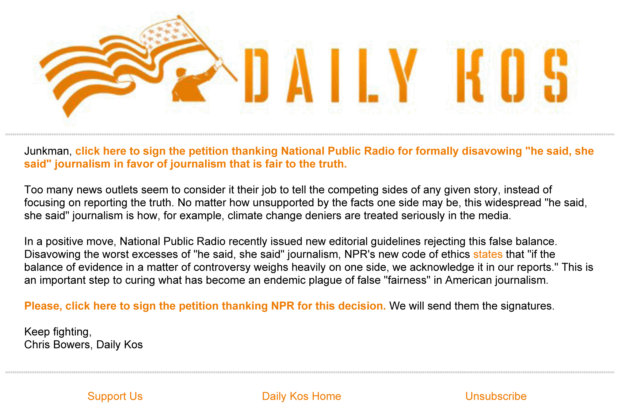 Daily Kos expects new NPR ethics guidelines to silence skeptics